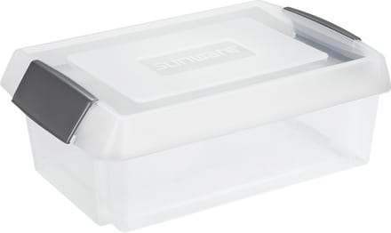Sunware opslagbox - 30 liter - transparant - 60 x 40 x 17 cm - kunststof - met afsluitbare extra hoge deksel