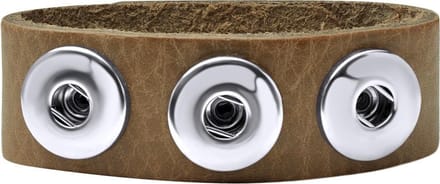Quiges Dames Leren Armband voor 18mm Drukknopen/Chunks Bruin 18.5-20.5cm - EBM114