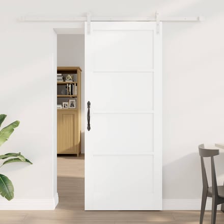 vidaXL - Schuifdeur - 83 - x - 202 - cm - Massief - grenenhout - Wit