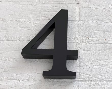 Huisnummer 4 RVS Zwart 3D - Hoogte 20 cm - Dikte 3 cm - Promessa-Design - Type 3D/20/Zwart Roma.