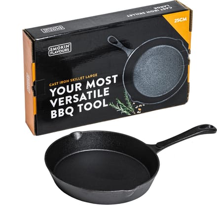 Gietijzeren skillet 25cm pan voor BBQ Smokin' Flavours