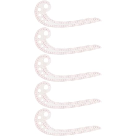5 stuks Komma Vormige Curve Liniaal Transparant 3231 DIY Franse Naa Liniaal voor Patroon Linialen Naaien white