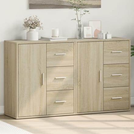 vidaXL - Dressoirs - 2 - st - 60x31x70 - cm - bewerkt - hout - sonoma - eikenkleurig