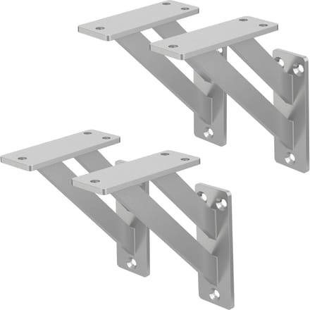 Set van 2 muurbeugels Plankhouder 2x 120 x 120 mm zilver gemaakt van aluminium ML design
