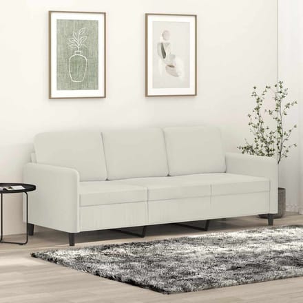 vidaXL - Driezitsbank - 180 - cm - fluweel - crèmekleurig