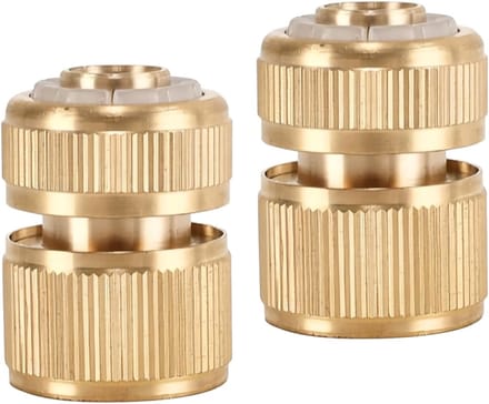 Dailygoods- Snelkoppeling Messing - 2 Stuks - Slangkoppeling - Tuinslang - Eindverbinder - Gereedschap - Geel - Slangconnector