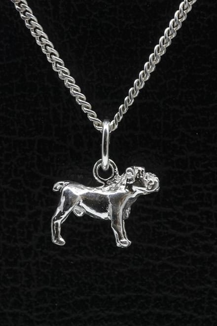 Zilveren Old english bulldog ketting hanger - klein