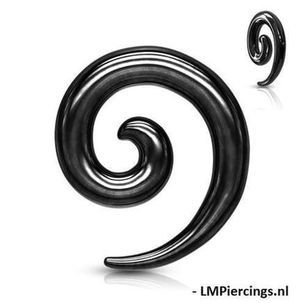Taper chirurgisch staal spiraal 6 mm - zwart - LMPiercings