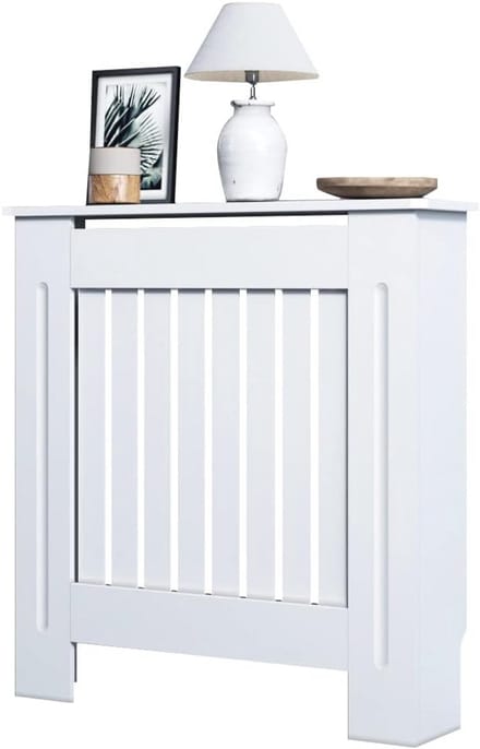 Moderne Radiatorbekleding met Verticale Lamel - Wit, 78 x 19 x 81,5 cm