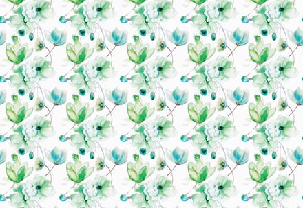 Fotobehang Flowers Pattern Green | XL - 208cm x 146cm | 130g/m2 Vlies