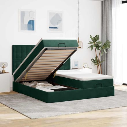 vidaXL - Ottoman - bed - met - matrassen - en - LED's - 160x200cm - fluweel