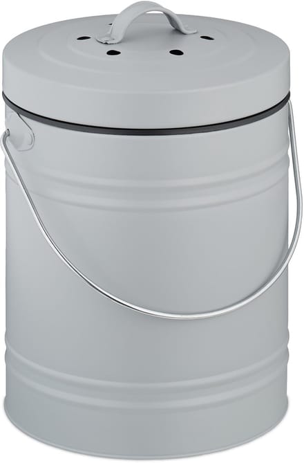 gft-afvalbakje - 5 liter - met 2 geurfilters en binnenemmer - grijs