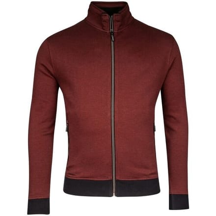 Baileys Vest Sweat Cardigan Zip 2-Tone Jacquard Doubleface Interlock Deep Red / male