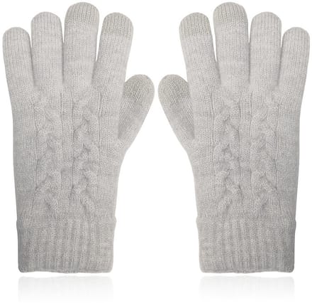 LGT JWLS Lichtgrijze Gebreide Dameshandschoenen - Kabelpatroon