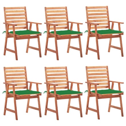 vidaXL - Tuinstoelen - 6 - st - met - kussens - massief - acaciahout
