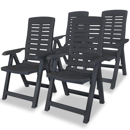 vidaXL - Verstelbare - klapstoelen, - 4 - stuks, - antracietkleurig - kunststof