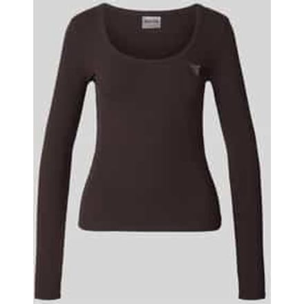 Shirt met lange mouwen in riblook met labelapplicatie model 'COLETTE'
