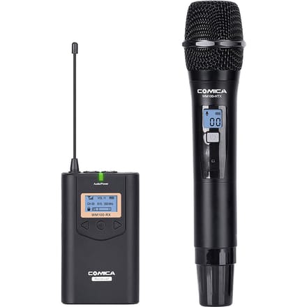 COMICA CVM-WM100H 48-kanaals UHF draadloos handmicrofoonsysteem 90 meter bereik/16 niveaus volume/