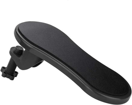 Wrist Rest Armrest, 180 Degree Rotatable Ergonomic Shape Computer Arm Elbow Support Stand Adjustable Extension (Black)