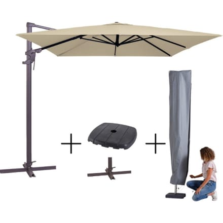 MEGA COMBI DEAL! Madison Parasol monaco flex III ecru + voet + hoes