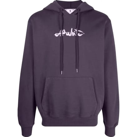 Gebroken witte slim-fit aubergine hoodie met scriptlogo