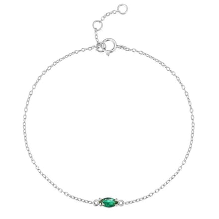 Elenza Zilveren Armband met Groene Edelsteen en Minimalistisch Ontwerp