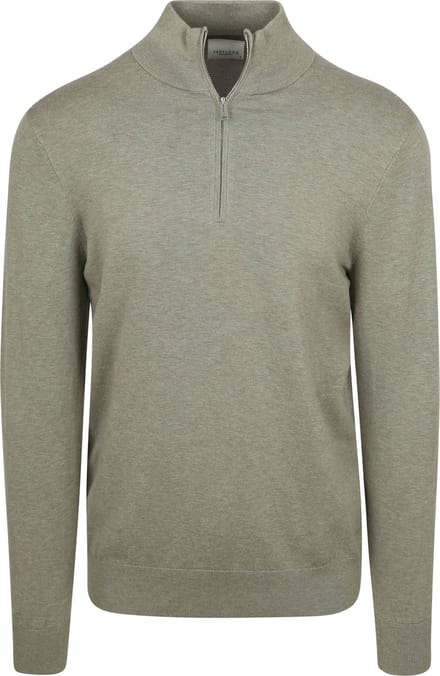 Profuomo Half Zip Pullover Luxury Basic Groen - Maat XL - Heren - Pullovers