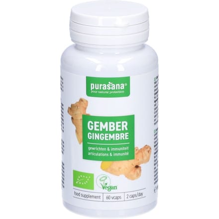 Purasana Vegan Gember 60 Plantaardige Capsules