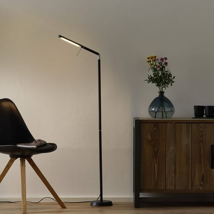 Trio Lighting LED vloerlamp Filigran, zwart, dimbaar, verstelbaar