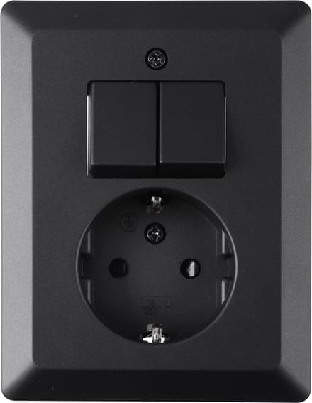 Q-Link combinatie inbouw - serie - met schakelaar - randaarde - zwart