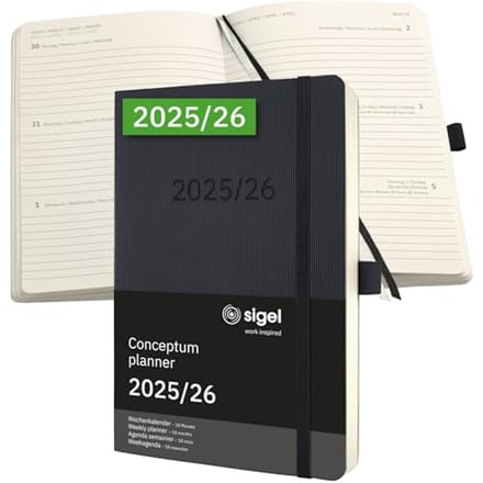 Weekkalender 2025/2026 - A5 Formaat, Zwart Softcover