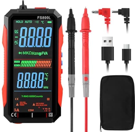Digitale Multimeter 6000 Tellingen met Groot LCD-Display en Oplaadfunctie
