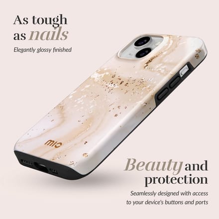 MIO by Mobilize Hoesje | Geschikt voor Apple iPhone 16 Plus | Compatibel met MagSafe | Hard Shell Back Cover | Gold Marble