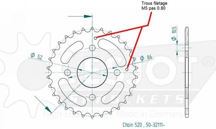 Couronne de transmission Esjot pour Quad Kymco 150 Mxer 2003 Neuf
