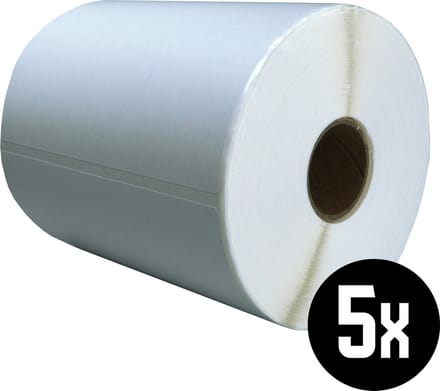 DULA Compatible Zebra Labels 102x210mm - 210 etiketten per rol - kern 25mm - Wit- Permanent - 5 rollen