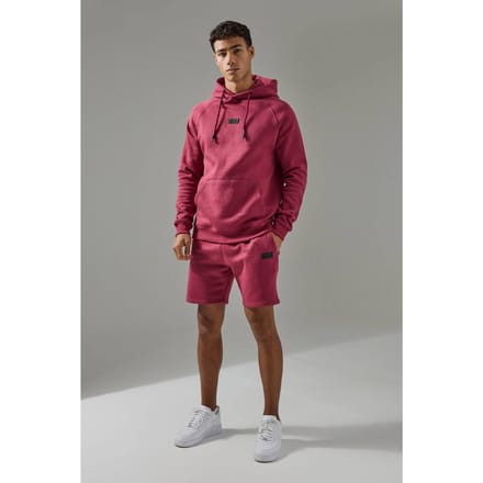 Regular Fit Man Active Hoodie & Short Tracksuit | Berry | Size Medium