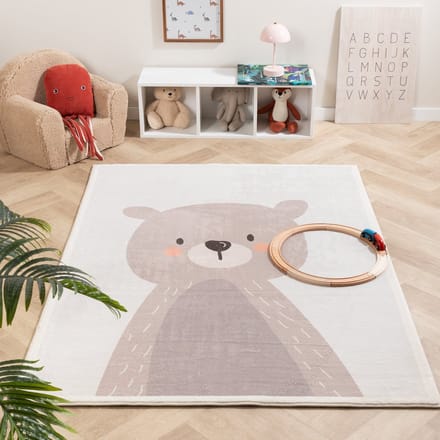 Little Olly Wasbaar kindervloerkleed- Simba Bear Beige - 140x200cm