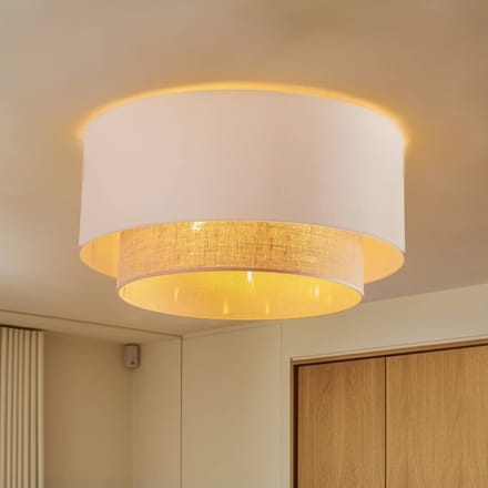 Duolla Plafondlamp Boho, ecru/bruin, Ø 60 cm, textiel