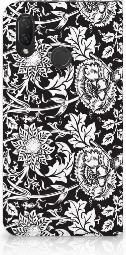 Huawei P Smart Plus Smart Cover Black Flowers
