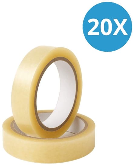 Plakband - 20 Rollen - 15 mm x 66 meter - Hoogwaardige Kwaliteit