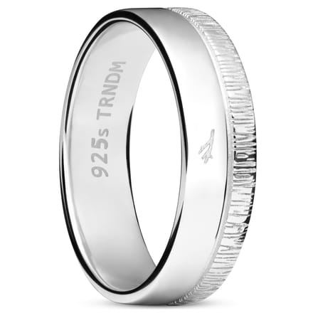 Adrian Gepolijste 925 Sterling Zilveren Ring met Boomschorstextuur