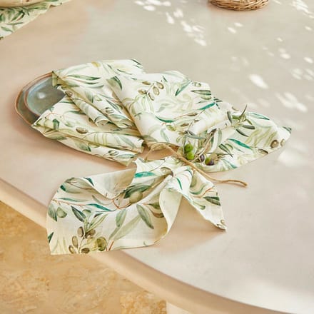 LOBERON Servet set van 4 Nolaria crème/groen