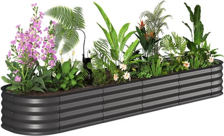 Outsunny tuinbed - Gegalvaniseerd staal - 240x62x30cm - Donkergrijs
