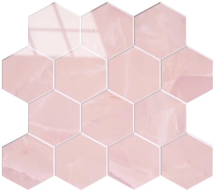 Zelfklevende Mozaïek Steenstrip Hoogglans Hexagon Onyx Roze