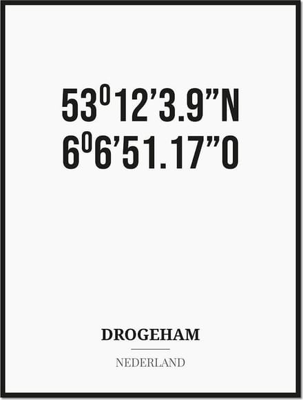 Poster/kaart DROGEHAM met coördinaten