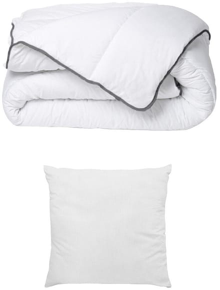 Vente-unique Set zijdezacht dekbed 140 x 200 cm + 1 hoofdkussens 60 x 60 cm - Wit - BIESYA