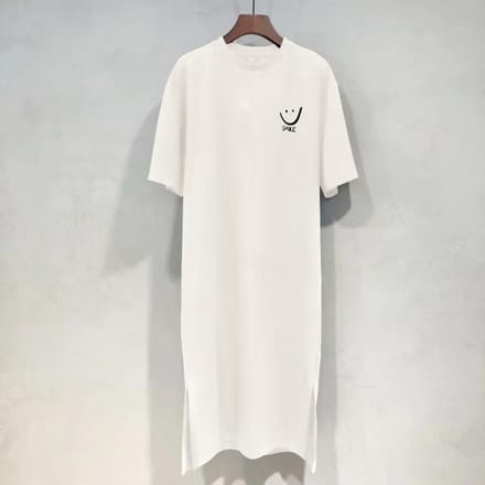 Robe T-shirt d'été à manches courtes pour femmes, ample, mi-longue, au-dessus du genou M white