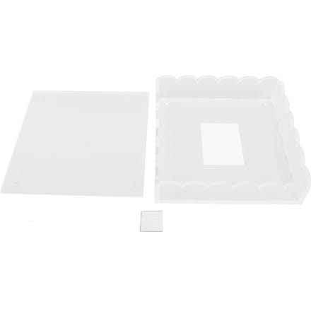 Acryl Gegolfd Dienblad met Magnetische Mat Basis Helder Multifunctionele Fotolijst Displaystandaard white