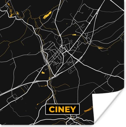 Poster Plattegrond - Kaart - Ciney - Stadskaart - Goud - 30x30 cm