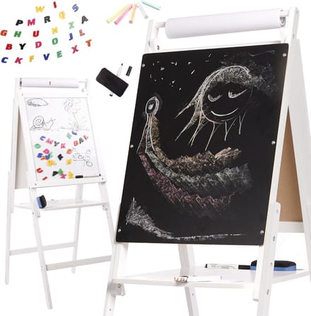 Magnetisch houten krijtbord wit groot XXL